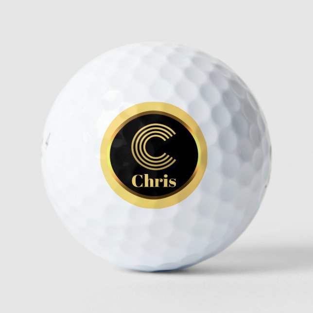 C Gold Mit Monogramm Letter Personalisierte Golfbä Golfball (Vorderseite)