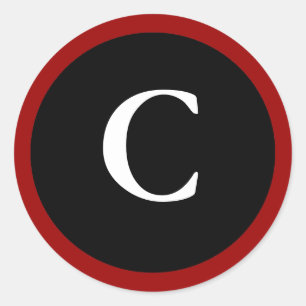 C : Initial C Letter C Red, White & Black Stickers