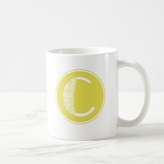 C Initial floral Monogramm Kaffeetasse (Rechts)