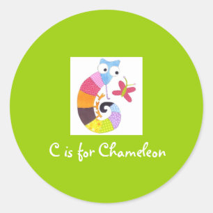 C ist für Chamäleon Runder Aufkleber