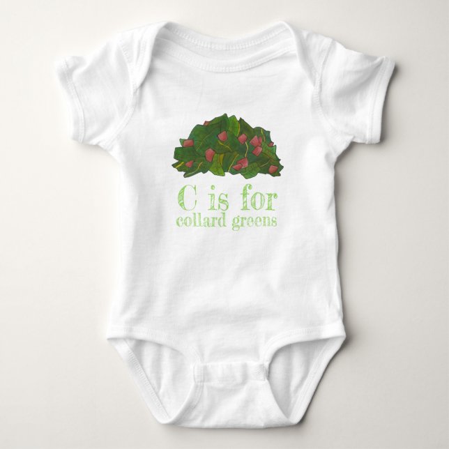 C ist für Collard Grüntöne Soul Food Southern Cook Baby Strampler (Vorderseite)