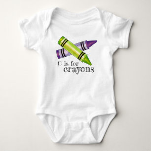 C ist für Crayons Lila Green Art Class Crayon ABC Baby Strampler