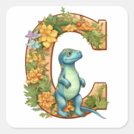 C ist für Dinosaurier im Alphabet Garden Quadratischer Aufkleber