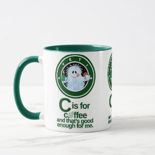 C ist für Kaffee (grün auf Weiß Ver. 1) Tasse