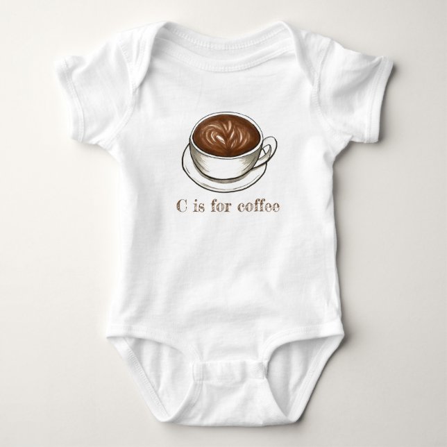 C ist für Kaffee Seattle Latte Letter C Alphabet Baby Strampler (Vorderseite)