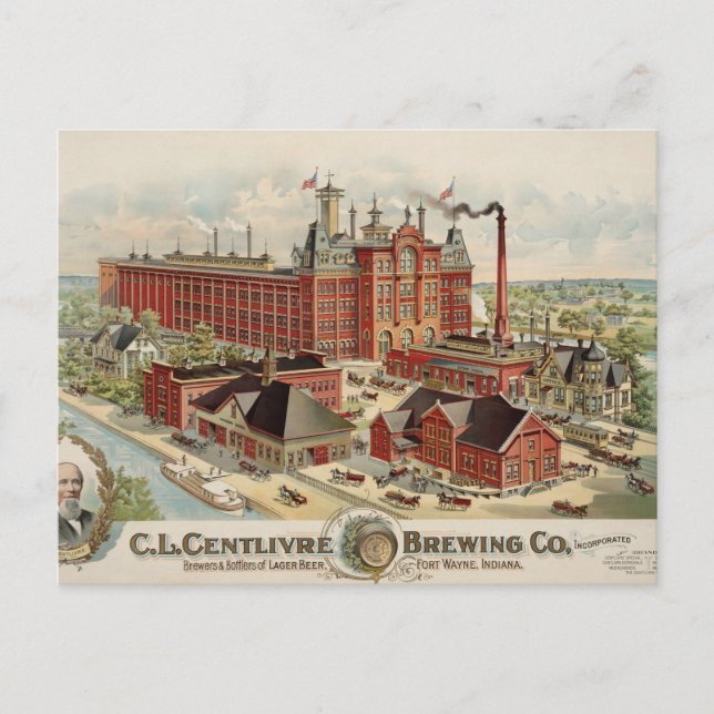 C.L. Centlivre Brewing Company Factory Gebäude. Postkarte (Vorderseite)