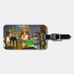 C.M. Coolidge Dogs Pets Poker-Karten-Spaß-Schicksa Gepäckanhänger