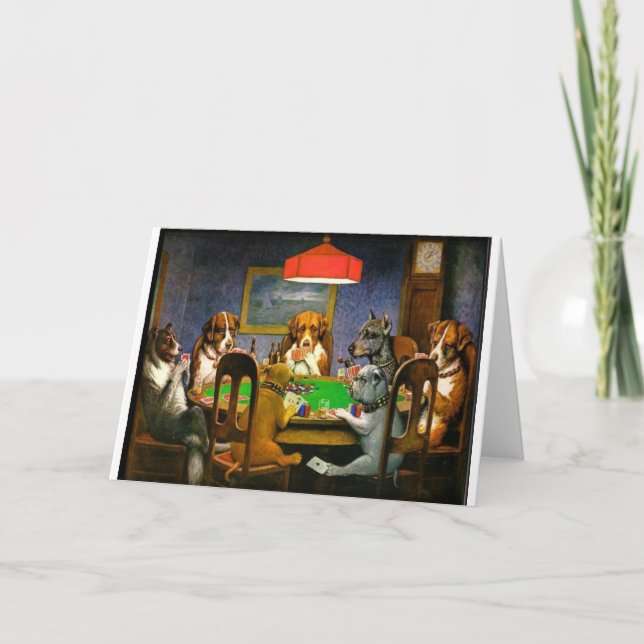 C. M. Coolidge Hunde Pets Poker Cards Spaß Destina Karte (Vorderseite)