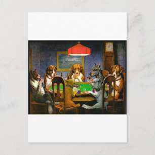 C. M. Coolidge Hunde Pets Poker Cards Spaß Destina Postkarte
