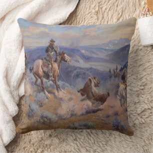 C M Russell Loops und Swift Horses Vintager Wester Kissen