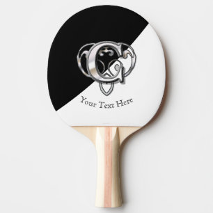 C - Modernes metallisches Monogramm (Silber) Tischtennis Schläger