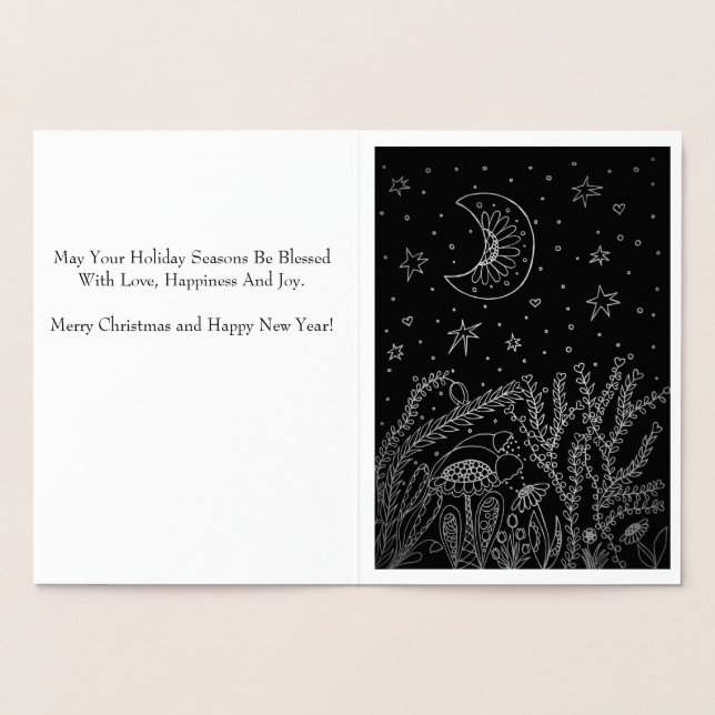 C Mond, Blume, Träume, Magische Weihnachtskarte Folienkarte (Innenseite)