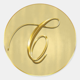 C Monogram Gold Siegel Wedding Invitation Holiday Runder Aufkleber