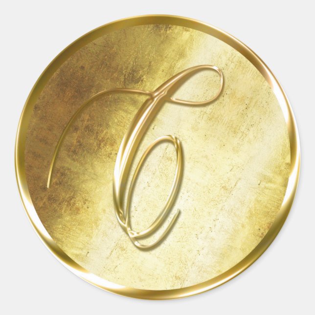 C Monogram Imitate Gold Umschlag Aufkleber Sticker (Vorderseite)