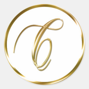 C Monogram Imitate Gold Umschlag oder Günstige Sie Runder Aufkleber