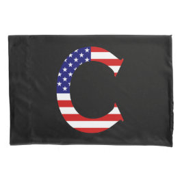 C Monogram überlagert auf US Flag Pccn Kissenbezug