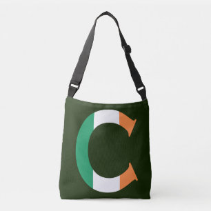 C Monogram überlagert sich auf Irish Flag cbcnt Tragetaschen Mit Langen Trägern