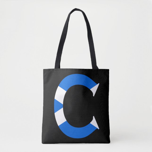 C Monogram überlagert sich auf schottischer Flagge Tasche (Vorderseite)
