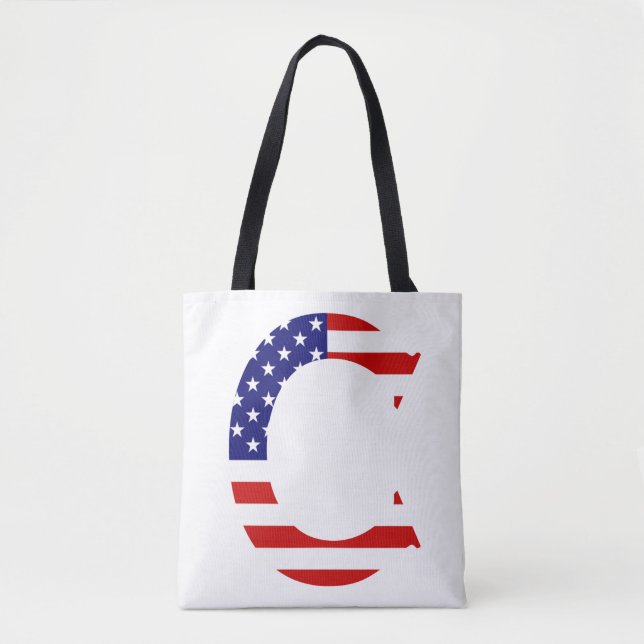 C Monogram überlagert sich auf US-Flaggenstempel Tasche (Vorderseite)