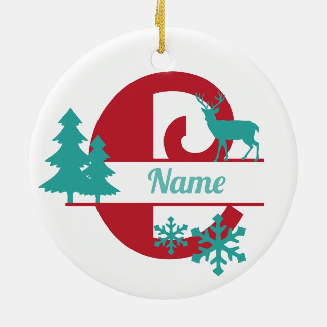 C Monogram Urlaubshaus Tree Ornament (Hinten)