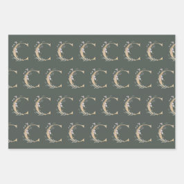 C Monogramm Floral Geschenkpapier Set