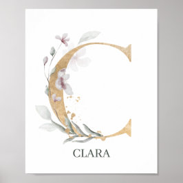 C Monogramm Floral Personalisiert Poster