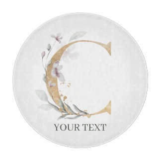 C Monogramm Floral Personalisiert Schneidebrett