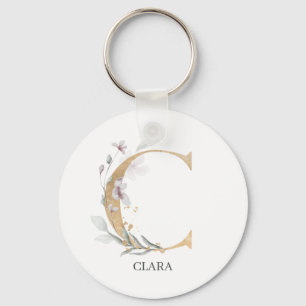 C Monogramm Floral Personalisierter Schlüsselanh Schlüsselanhänger