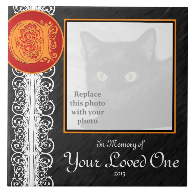 C Monogramm "In Gedächtnis deines Liebsten" Tile Fliese (Vorderseite)