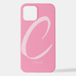 C Monogramm Personalisiert rosa iPhone 12 Hülle