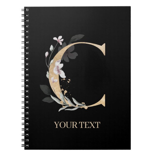 C Monogramme Floral Carnet personnalisé (Devant)