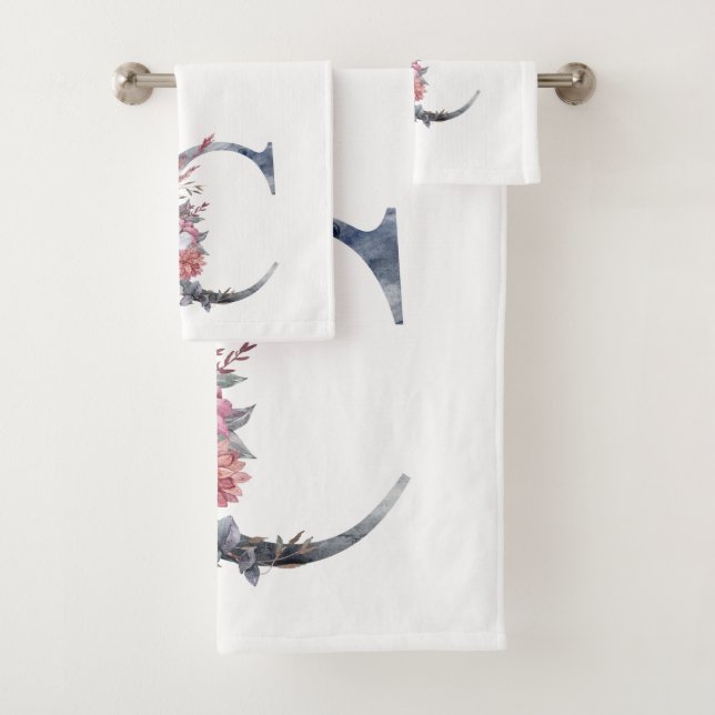 C Monogramme Floral Personnalisé Bleu (En situation)