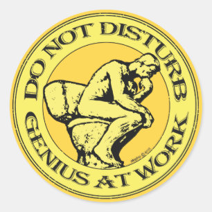 C Not Disturb, Genius At Work ,(Colour stamp) Runder Aufkleber