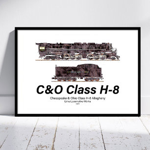 C&O-Klasse H-8 Allegheny-Dampflokomotiven-Profil Poster