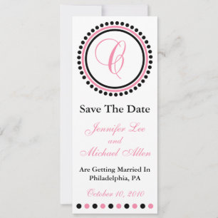 C Punkt Kreis Monogramm Save The Date (Rosa / Schw