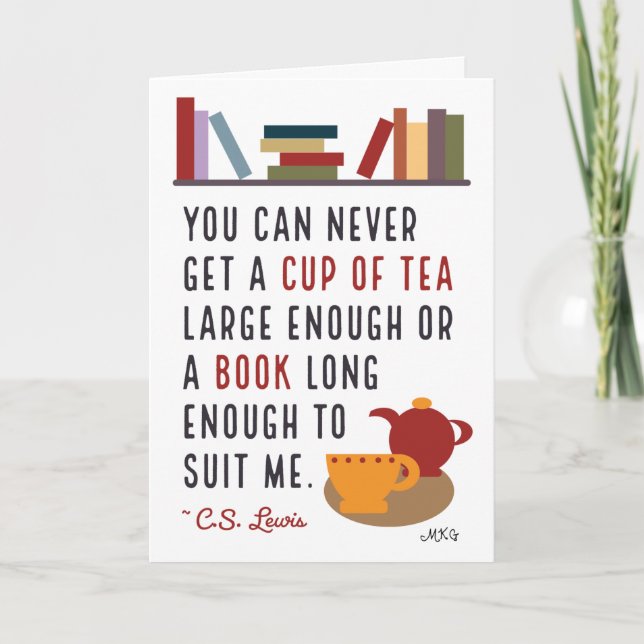 C.S. Lewis Tea and Books Literary Bookworm Card Karte (Vorderseite)