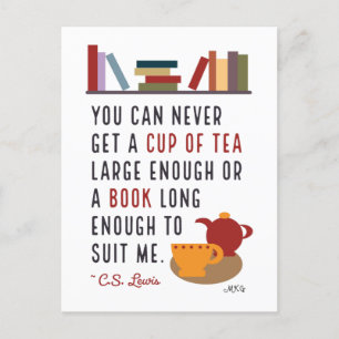 C.S. Lewis Tea and Books Literary Bookworm Postkarte