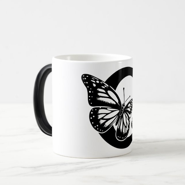 C Schwarzer Butterfly Verwandlungstasse (Vorderseite Links)