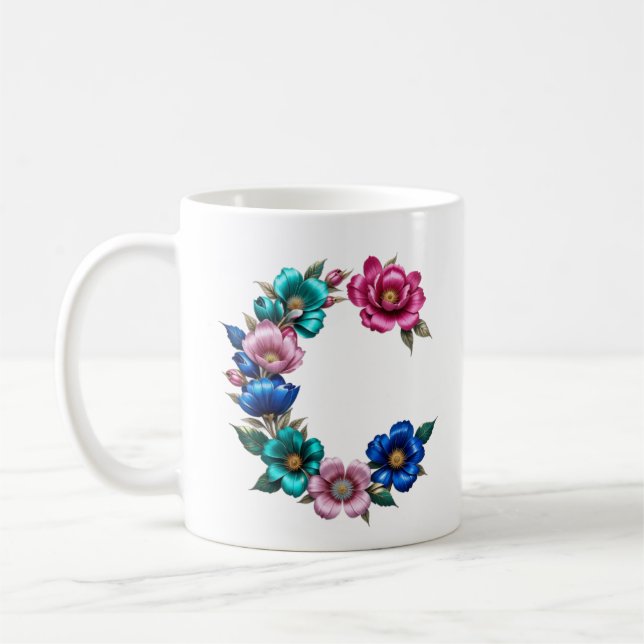 C Tasse - Blumendesign für Geschenke (Links)