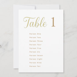 Cِustom Elegant Gold Table Number 1 Seating Chart Einladung