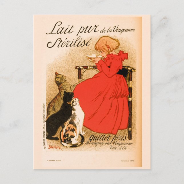 ca. 1890 Vintage französische Milchwerbung Postkarte (Vorderseite)