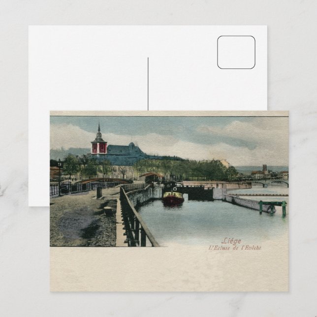ca. 1900 Lüttich die Bischofsperre Postkarte (Vorne/Hinten)