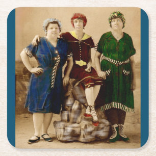 ca. 1910 Atlantic City Badeschönheiten RPPC Rechteckiger Pappuntersetzer