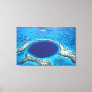 CA, Belize. Luftbild des Blauen Loch (Durchmesser) Leinwanddruck