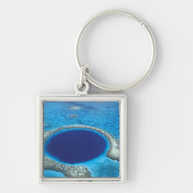 CA, Belize. Luftbild des Blauen Loch (Durchmesser) Schlüsselanhänger (Vorne)