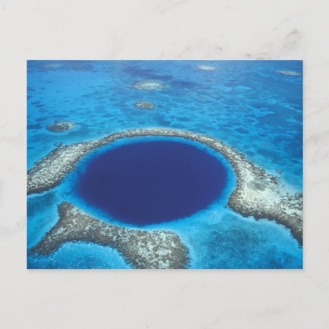 CA, Belize. Luftbild des Blauen Lochs (Durchmesser Postkarte (Vorderseite)