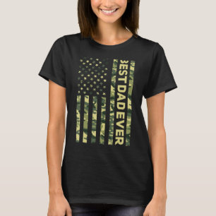 Ca Best Cat Vater je American Flag Camouflage T-Shirt