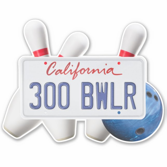CA Lizenz 300 Bowler, Bowling Ball & Buttone, Viny Aufkleber (Vorderseite)