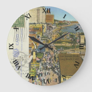 CA - Long Beach, Kalifornien Postkarten-Uhr - 1938 Große Wanduhr