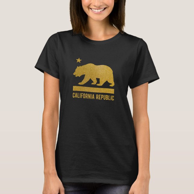 CA Republic Flag Bear Star California Souvenir Wom T-Shirt (Vorderseite)